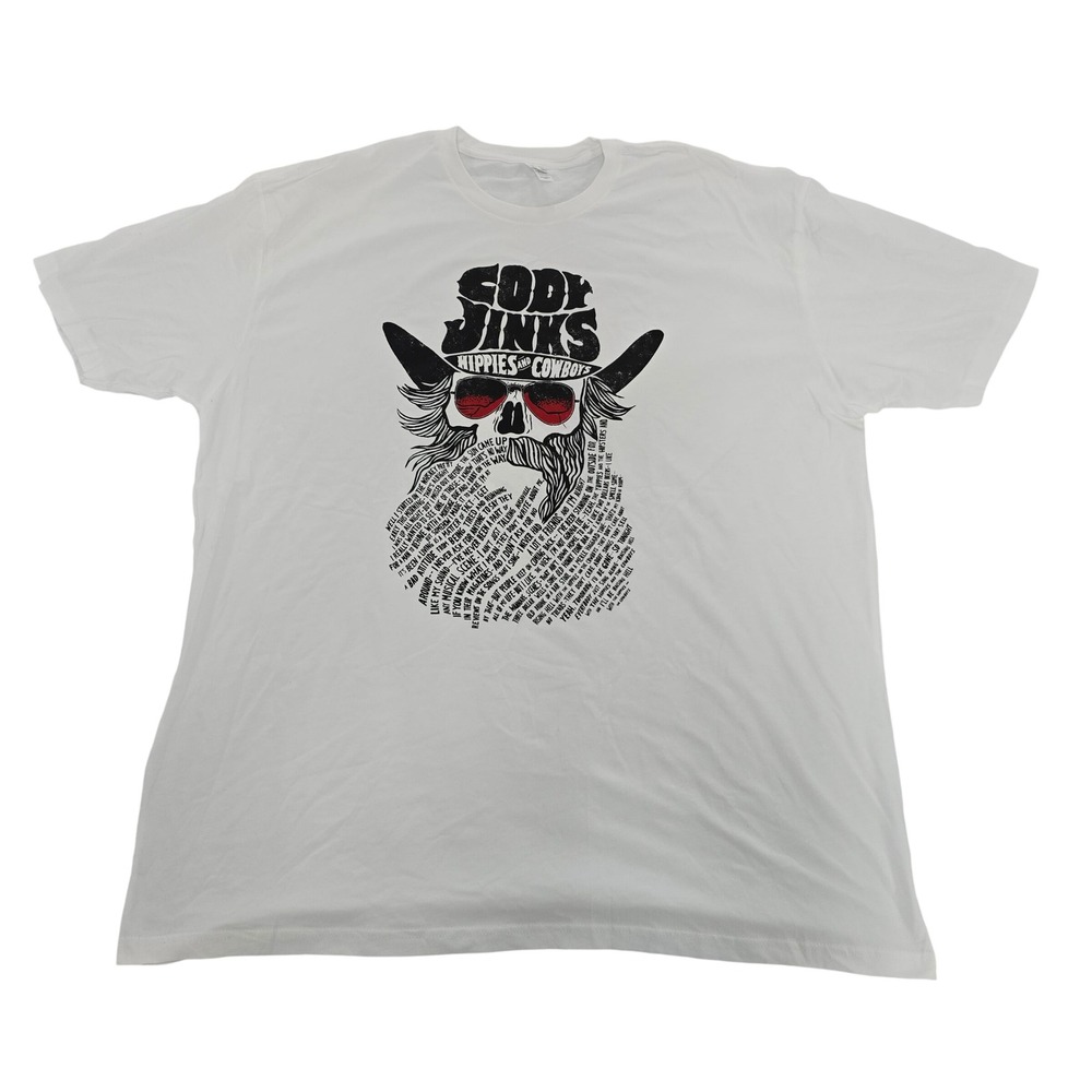 Cody Jinks Hippies and Cowboys Graphic T-Shirt White Mens 3XL Next Level Apparel